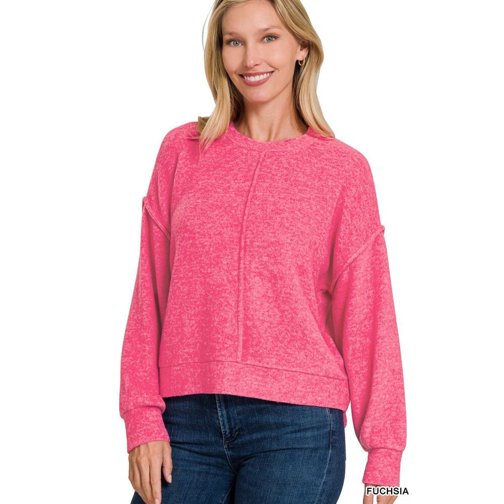 NWT FUCHSIA BRUSHED MELANGE HACCI HI-LOW HEM SWEATER